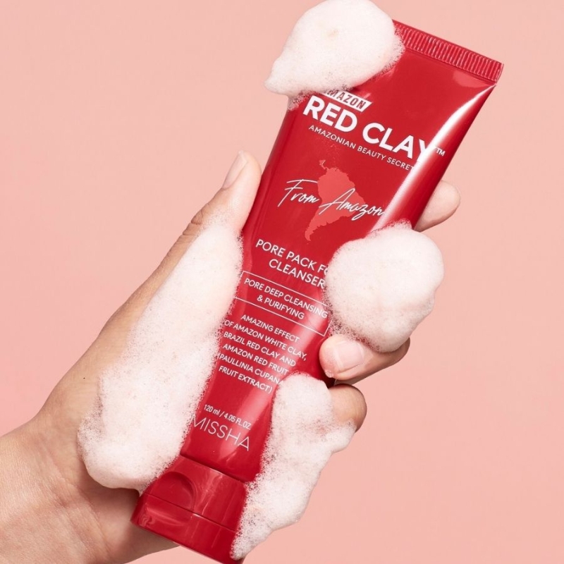 Почистваща пяна за лице Missha Amazon Red Clay Pore Pack Foam Cleanser 120ml — 2