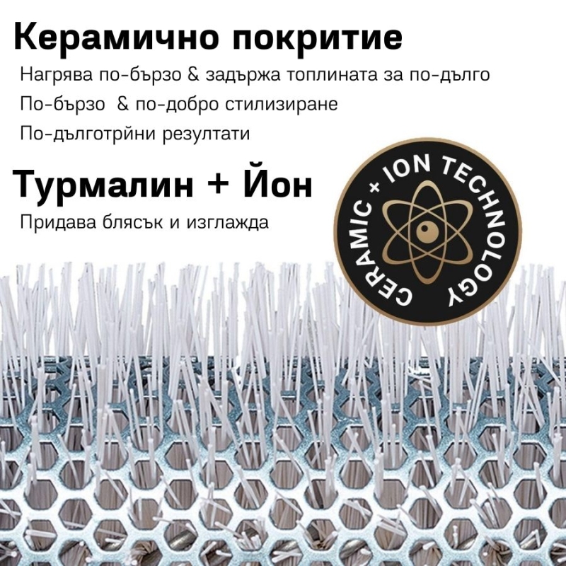 Професионална четка за изсушаване Olivia Garden EcoHair Thermal Round Bamboo Hair Brush 44mm — 3