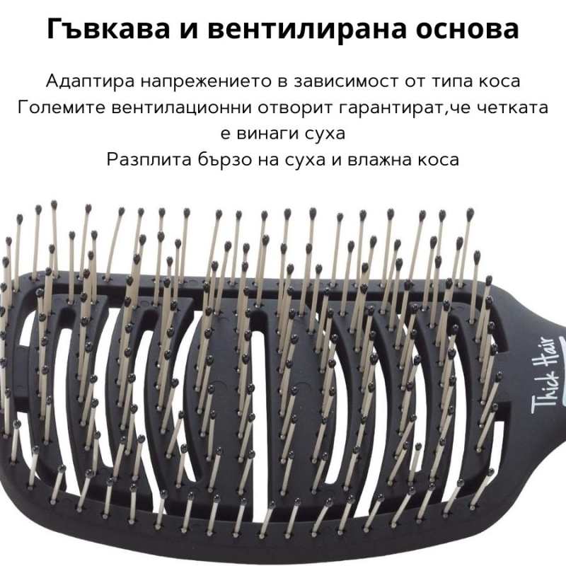 Четка за разресване на гъста коса Olivia Garden iDetangle Detangling Brush Thick Hair — 2