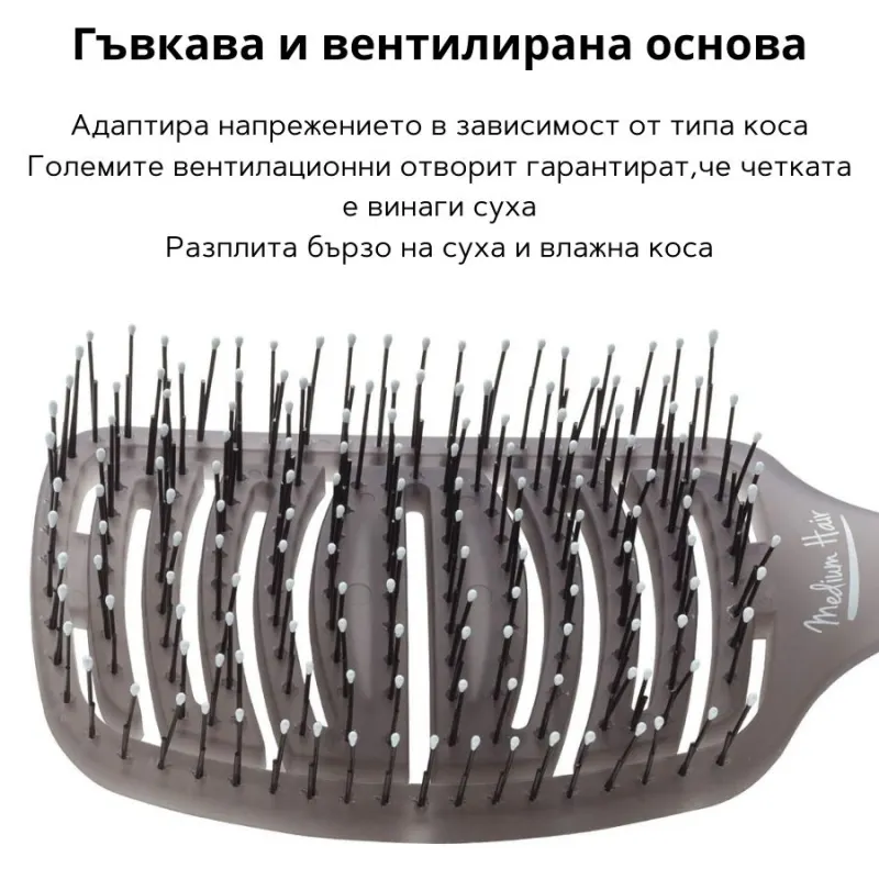 Четка за разресване на средно гъста коса Olivia Garden iDetangle Detangling Brush Medium Hair — 2