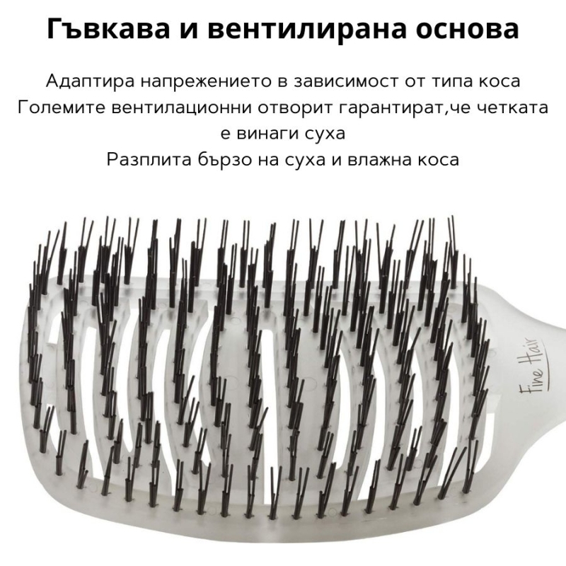 Четка за разресване на фина коса Olivia Garden iDetangle Detangling Brush Thin Hair — 4
