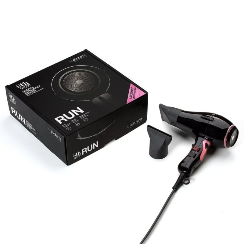 Професионален лек и ефективен сешоар Elchim 8th Sense RUN Hair Dryer Amethyste (Black & Rose) — 4