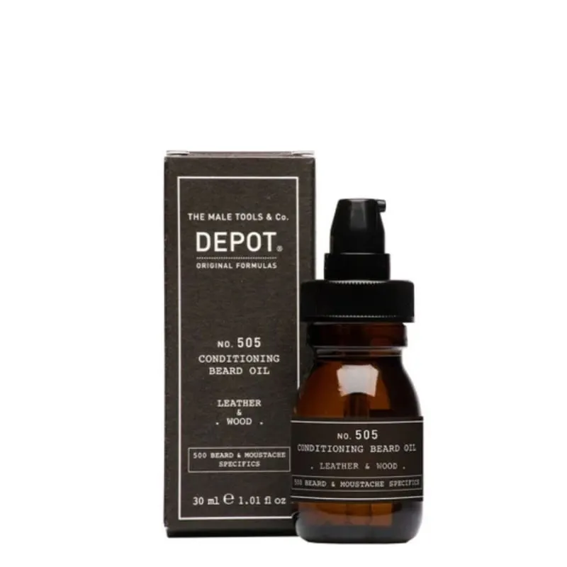 Луксозно масло за брада Depot No. 505 Conditioning Beard Oil 30ml Leather & Wood