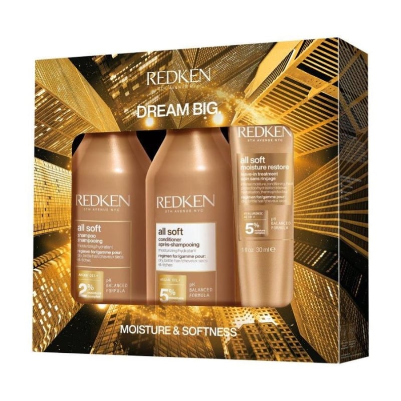 Лимитирана подаръчна кутия за суха коса с арган Redken All Soft Holiday Box