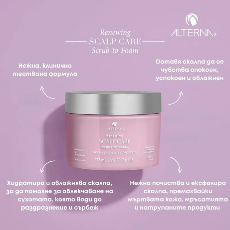 2 in 1 Ексфолиращ скраб към шампоан Alterna Renewing Scalp Care Exfoliating Scrub To Foam 177 ml — 2