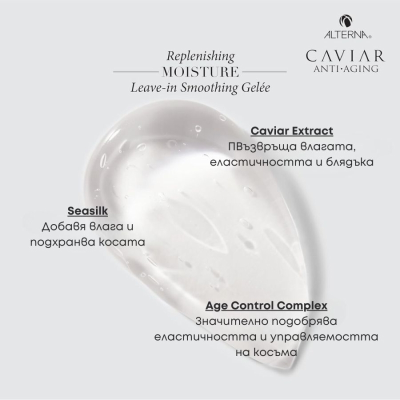 Дълбоко хидратиращ изглаждащ гел Alterna Caviar Replenishing Moisture Leave-In Smoothing Gelee 100ml — 3