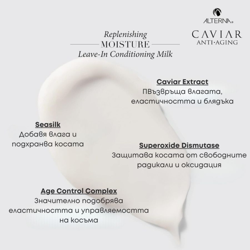 Хидратиращо мляко без отмиване Alterna Caviar Replenishing Moisture Leave-In Conditioning Milk 147 ml — 3