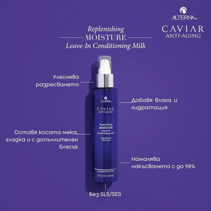 Хидратиращо мляко без отмиване Alterna Caviar Replenishing Moisture Leave-In Conditioning Milk 147 ml — 4