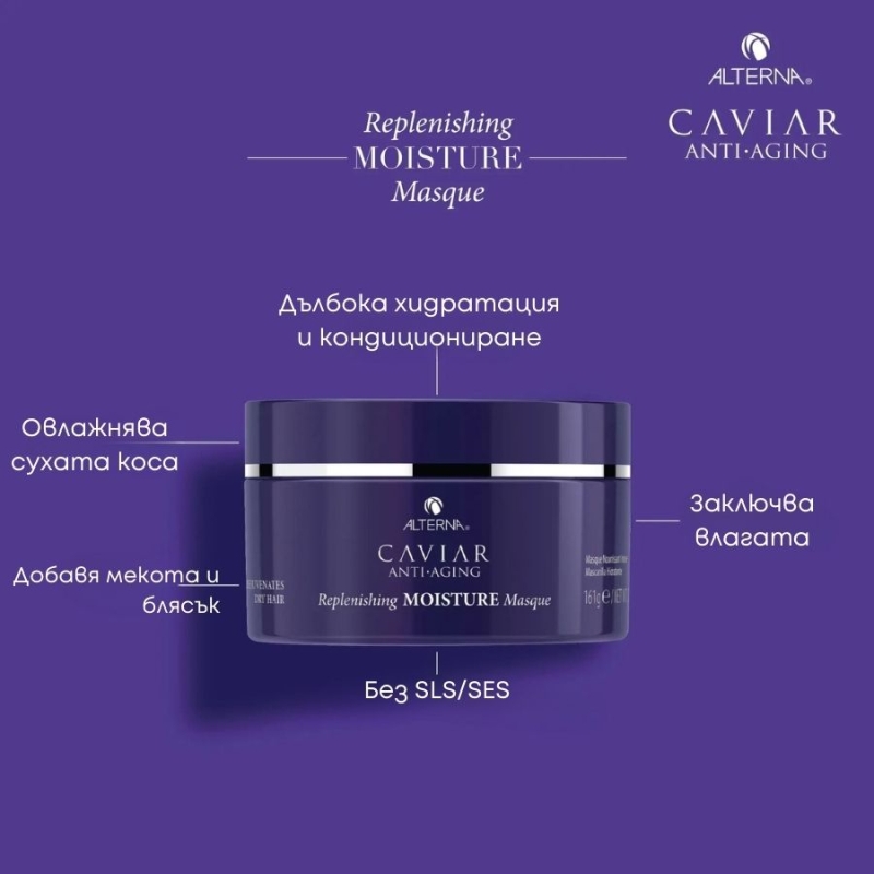 Интензивно овлажняваща хайверна маска за коса Alterna Caviar Replenishing Moisture Masque 161 g — 3