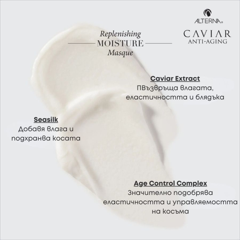 Интензивно овлажняваща хайверна маска за коса Alterna Caviar Replenishing Moisture Masque 161 g — 4