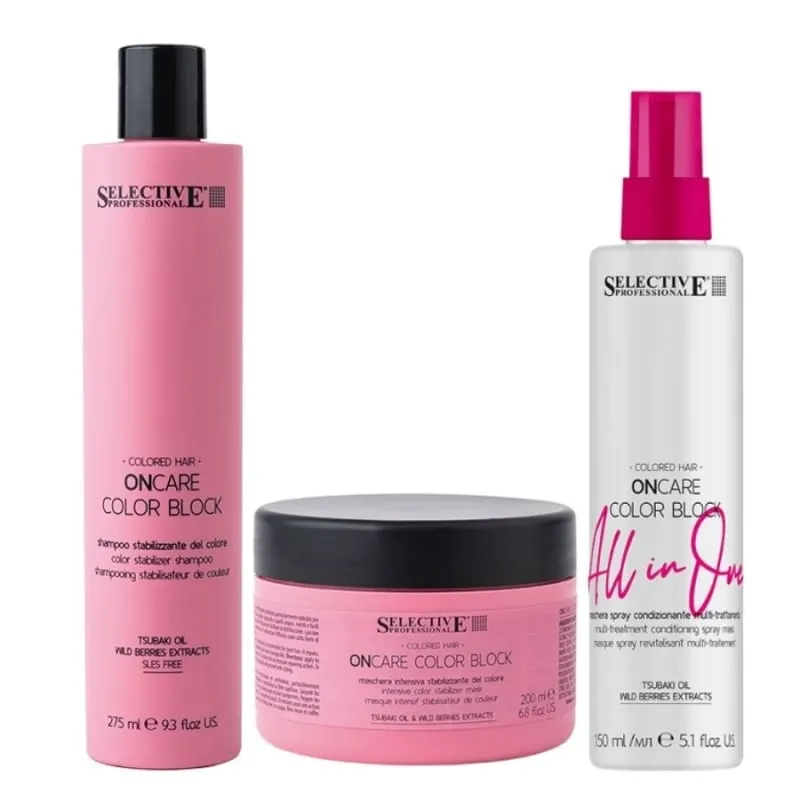 Комплект за боядисана коса Selective ОnCare Color Block Shampoo + Mask + Multibenefit Spray Mask Set
