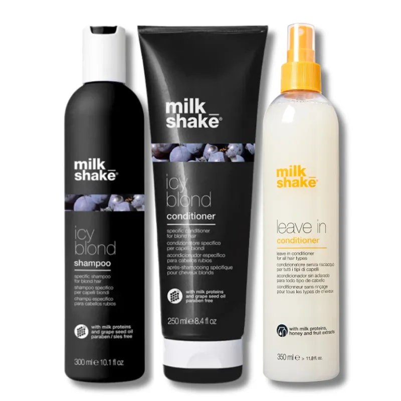 Матиращ комплект за платинено руса коса Milkshake Icy Blonde Trio Set