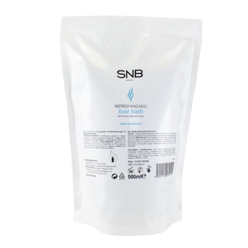 Освежаващи и дезодориращи соли за педикюр SNB Refreshing Deo Foot Bath 500g