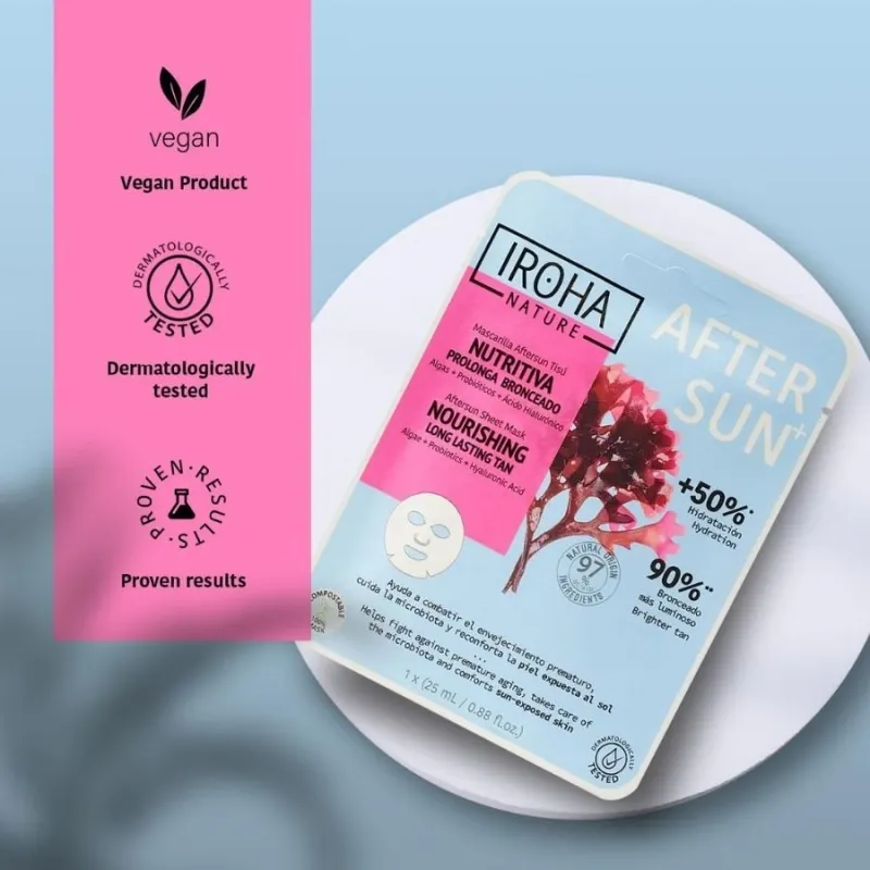 Подхранваща маска за лице след слънце Iroha Nourishing Aftersun Face Sheet Mask Algae — 3