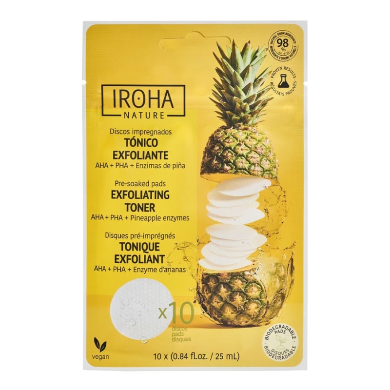 Ексфолиращи тоник падове с гликолова киселина Iroha Exfoliating and Brightening Toner Pads