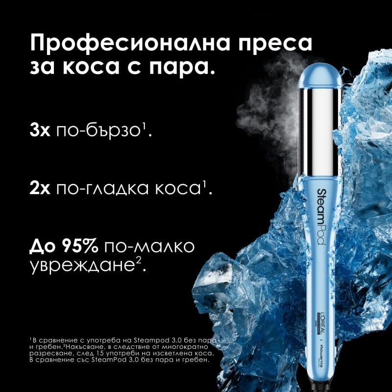 Лимитирано издание преса за коса с пара за съвършен стайлинг Loreal Professionnel SteamPod 4 Glacial Utopia Professional Styler — 5