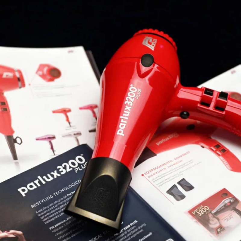 Компактен и мощен професионален сешоар за бързо сушене Parlux 3200 Plus Comapct Red — 4