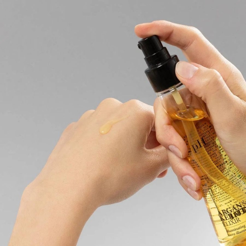Oзаряващ маслен серум за суха и увредена коса pH Laboratories Argan & Keratin Elixir 100ml — 4