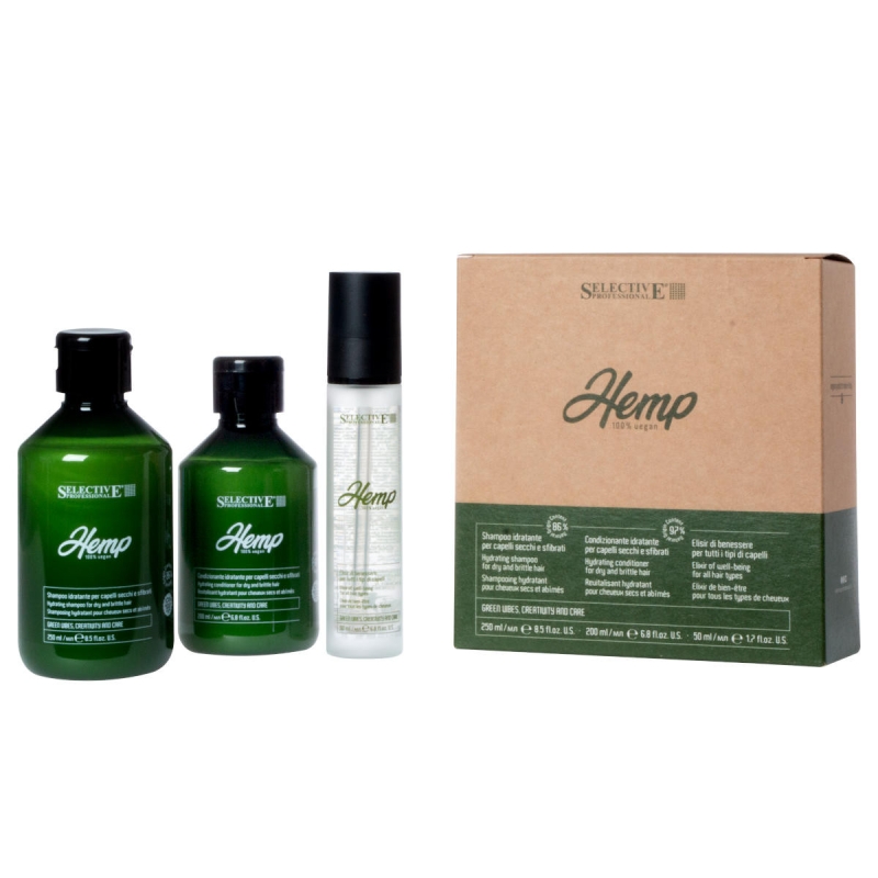 Интензивен хидратиращ комплект Selective Hemp Shampoo + Conditioner+Elixir