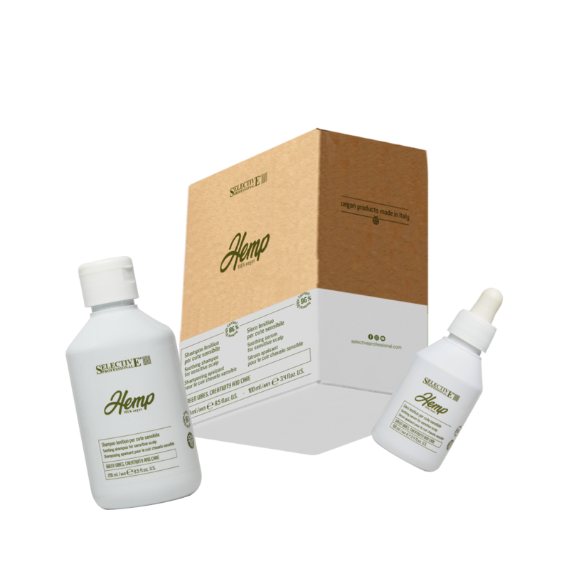 Комплект за чувствителен, сърбящ и раздразнен скалп Selective Hemp Lenitive Shampoo + Serum