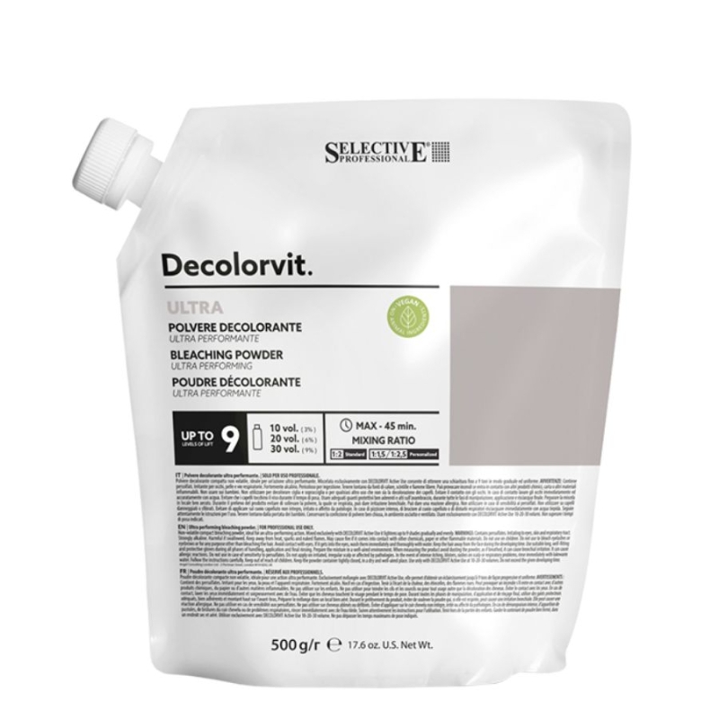 Обезцветяващ прах за екстремно изсветляване до 9 нива с Pullulex технология Selective Decolorvit Ultra Bleaching Powder 500g