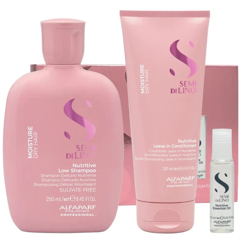 Комплект шампоан, балсам и ампули за суха коса Alfaparf SDL Moisture Nutritive Shampoo + Conditioner + Essential Oil