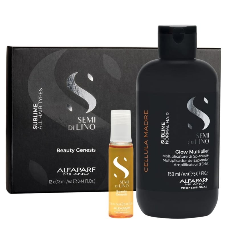 Комплект за интензивен блясък Alfaparf SDL Sublime Cellula Madre Glow Multiplier 150ml + Beauty Genesis 12x13ml