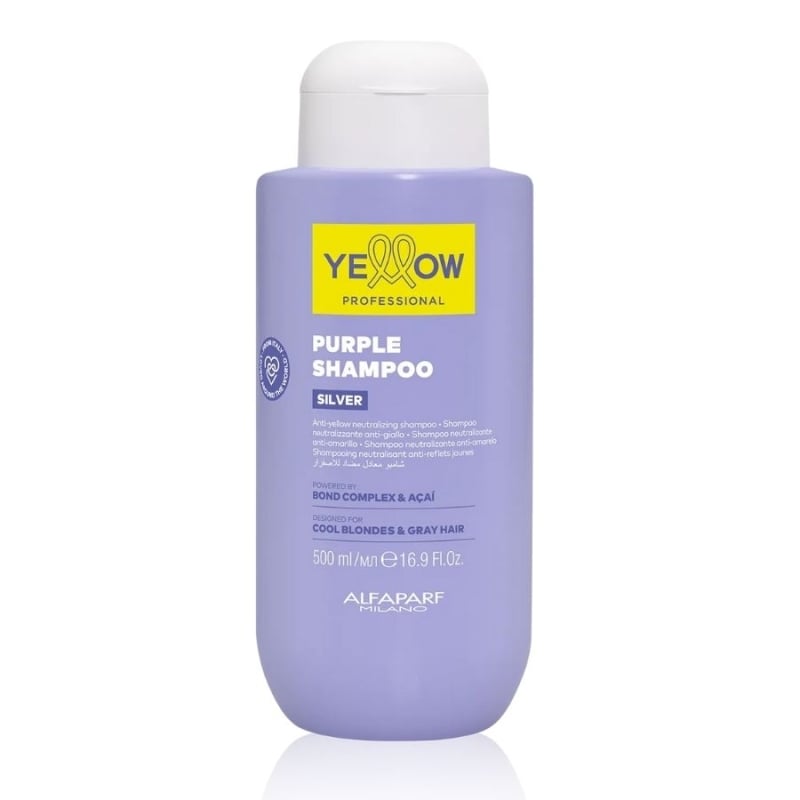 Професионален шампоан за неутрализиране на жълти тонове с Bond Complex и акай – Yellow Professional Silver Purple Shampoo 500 ml