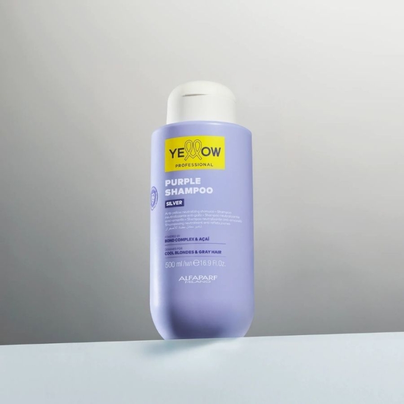 Професионален шампоан за неутрализиране на жълти тонове с Bond Complex и акай – Yellow Professional Silver Purple Shampoo 500 ml — 3
