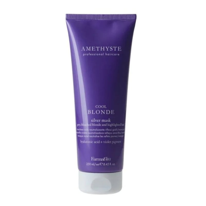 Маска за неутрализирани на нежелани жълти оттенъци Farmavita Amethyste Cool Blonde Silver Mask 250 ml