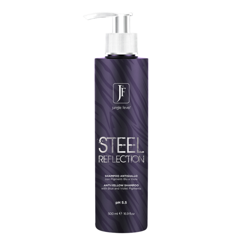 Шампоан за премахване на жълти оттенъци Jungle Fever Steel Reflection Anti Yellow Shampoo 500ml