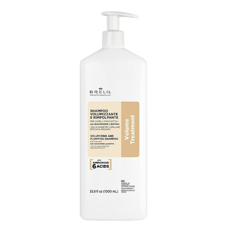 Шампоан за обем и уплътняване на тънка и фина коса Brelil Volume Treatment Volumizing & Plumping Shampoo 1000 ml