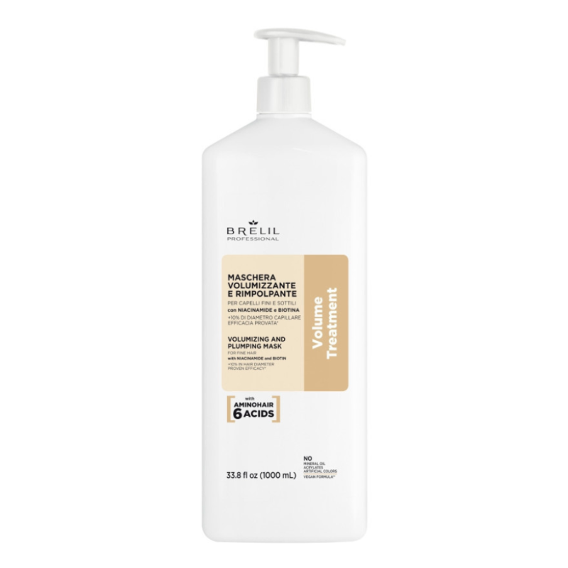 Mаска за обем и плътност на тънка и безжизнена коса Brelil Treatment Volume Mask 1000 ml