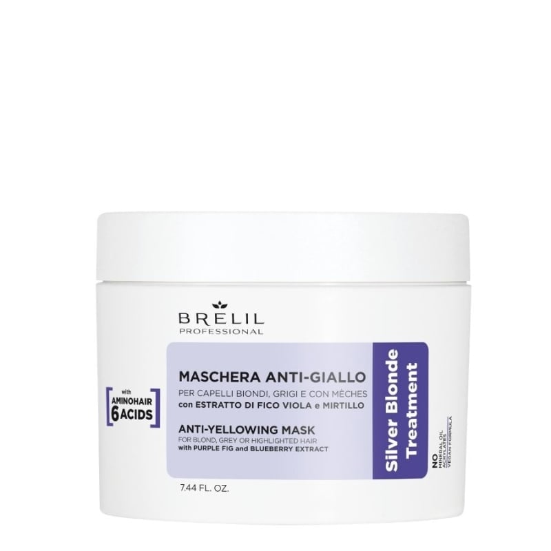Маска против жълти оттенъци Brelil Anti‑Yellow Mask Silver Blonde 220 ml