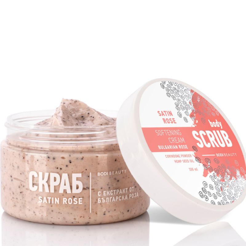 Нежен скраб за тяло с екстракт от българска роза Bodi Beauty Body Scrub Saten Rose 330ml