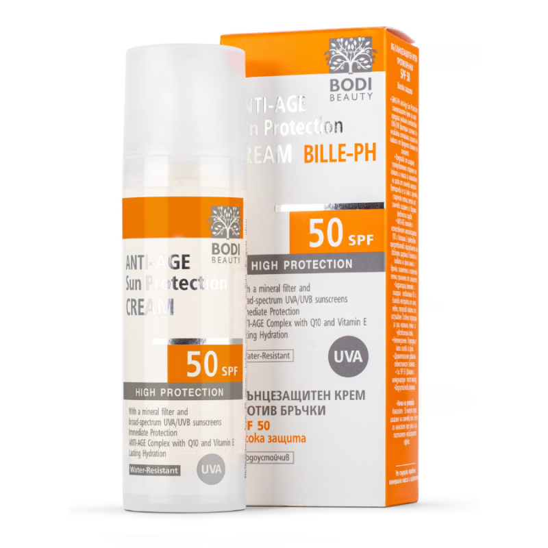 Слънцезащитен крем за лице против бръчки Bodi Beauty Bille PH Anti-Age Sun Protection Cream SPF50 30ml