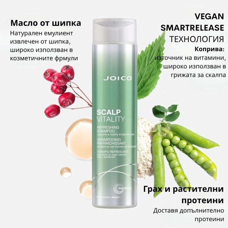 Освежаващ шампоан за чувствителен скалп и мазна коса Joico Scalp Vitality Refreshing Shampoo 300 ml — 2