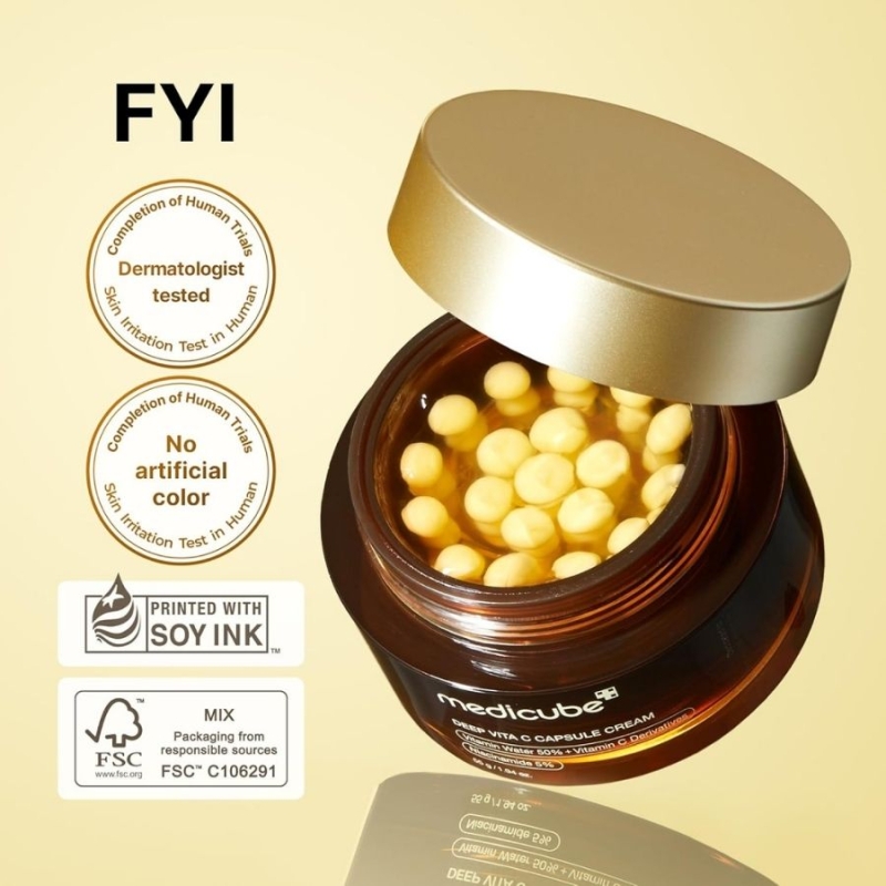 Капсулен крем с витамин C и ниацинамид за изсветляване и блясък – Medicube Deep Vita C Capsule Cream 55 g — 4