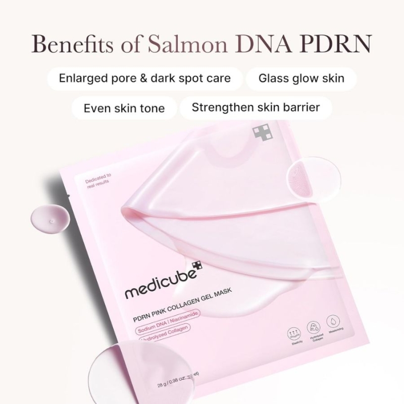 Гел маска с PDRN и колаген за еластичност и изравняване на тена – Medicube PDRN Pink Collagen Jelly Gel Mask 28 g — 5