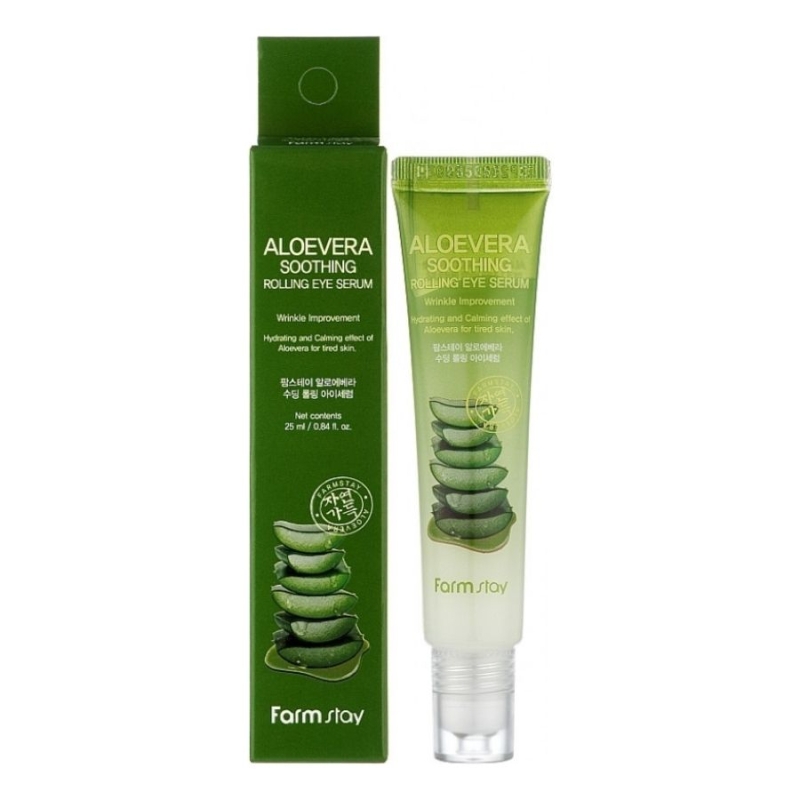 Околоочен серум с алое вера против тъмни кръгове и подпухналост – Farmstay Aloe Vera Soothing Rolling Eye Serum 25 ml