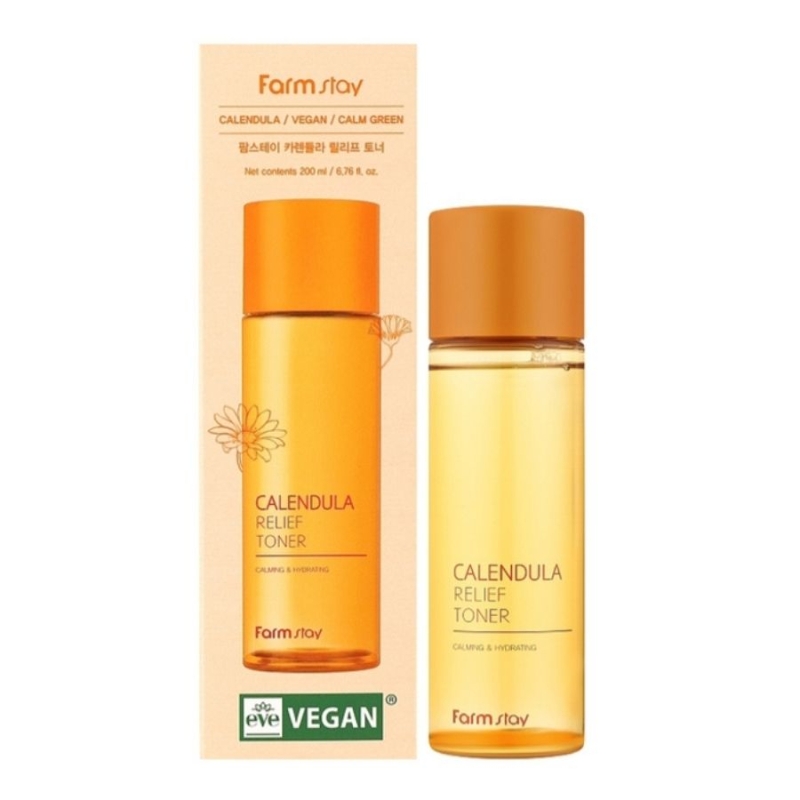 Тоник с невен за чувствителна и суха кожа – Farmstay Calendula Relief Toner 200 ml