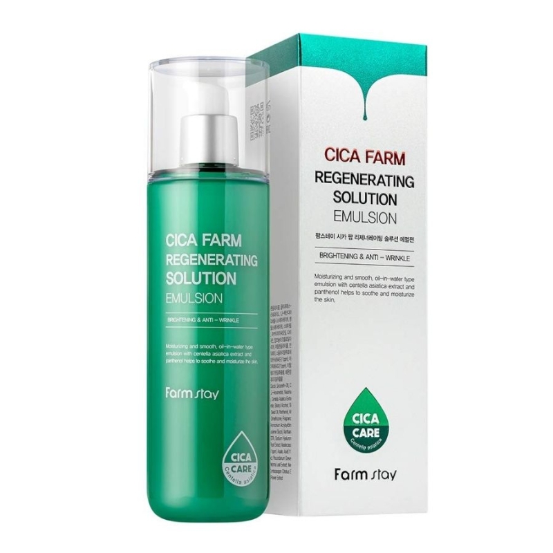 Хидратираща емулсия с центела за чувствителна кожа – FarmStay Cica Farm Regenerating Solution Emulsion 200 ml