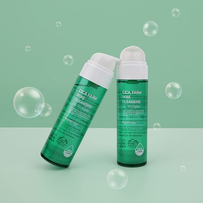 Почистващо олио-пяна с центела за дълбоко почистване на порите – FarmStay Cica Farm Pore Cleansing Oil to Foam 115 ml — 2