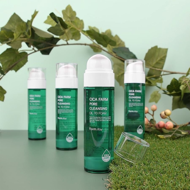 Почистващо олио-пяна с центела за дълбоко почистване на порите – FarmStay Cica Farm Pore Cleansing Oil to Foam 115 ml — 3