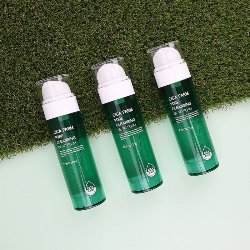 Почистващо олио-пяна с центела за дълбоко почистване на порите – FarmStay Cica Farm Pore Cleansing Oil to Foam 115 ml — 4