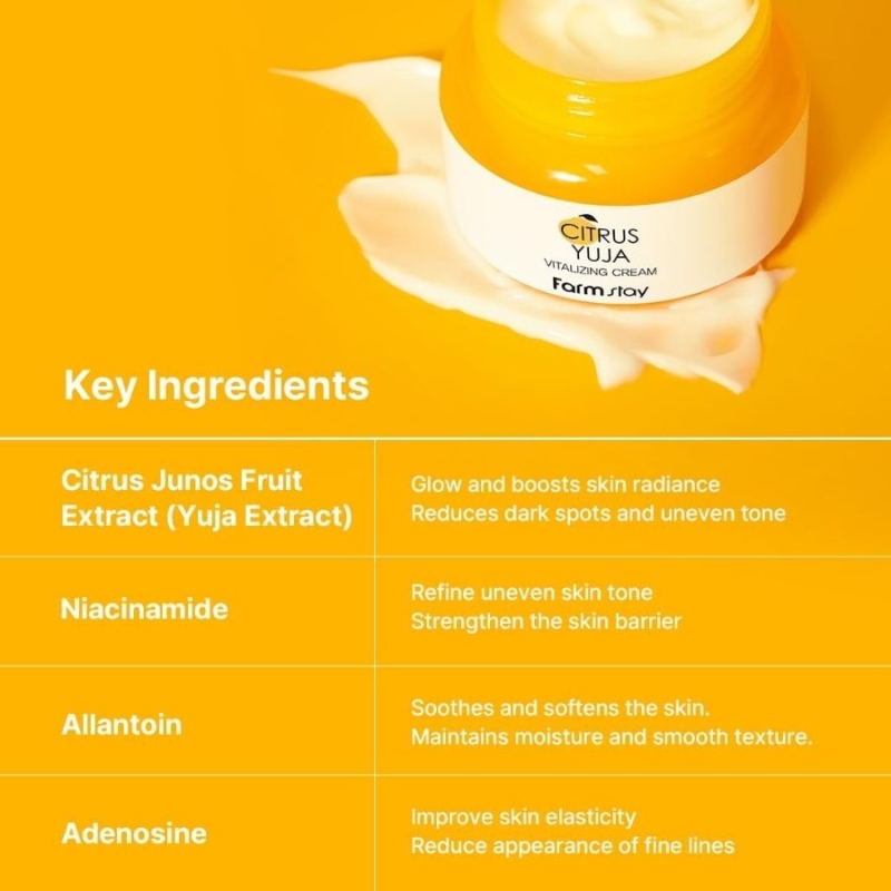 Ревитализиращ крем за лице с юзу и колаген – FarmStay Citrus Yuja Vitalizing Cream 100 g — 2