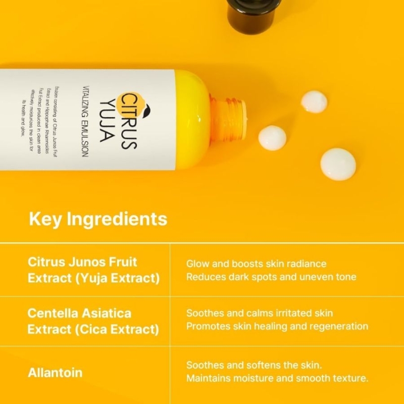 Ревитализираща емулсия за лице с юдзу и морски зърнастец – FarmStay Citrus Yuja Vitalizing Emulsion 280 ml — 5