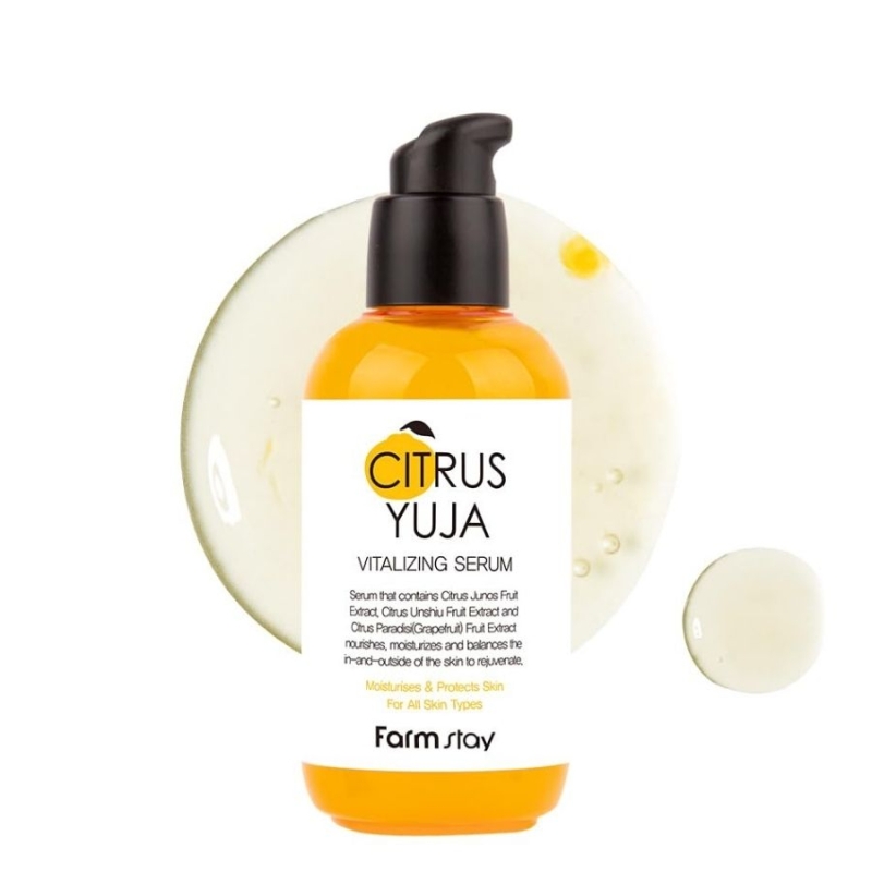 Серум за лице с витамин C и юдзу за блясък и изравнен тен – FarmStay Citrus Yuja Vitalizing Serum 100 ml
