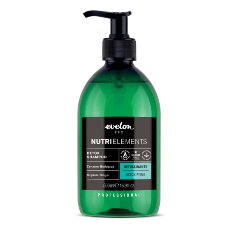 Детоксикиращ шампоан за мазен скалп с органичен джинджифил Evelon Nutri Elements Detoxifying Shampoo 500 ml
