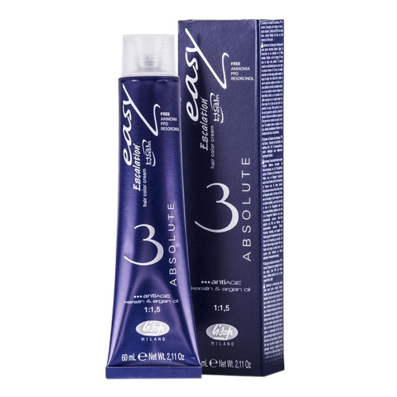 Безамонячна боя за коса с кератин и арган Lisap Easy Absolute 3 Permanent Color 60 ml